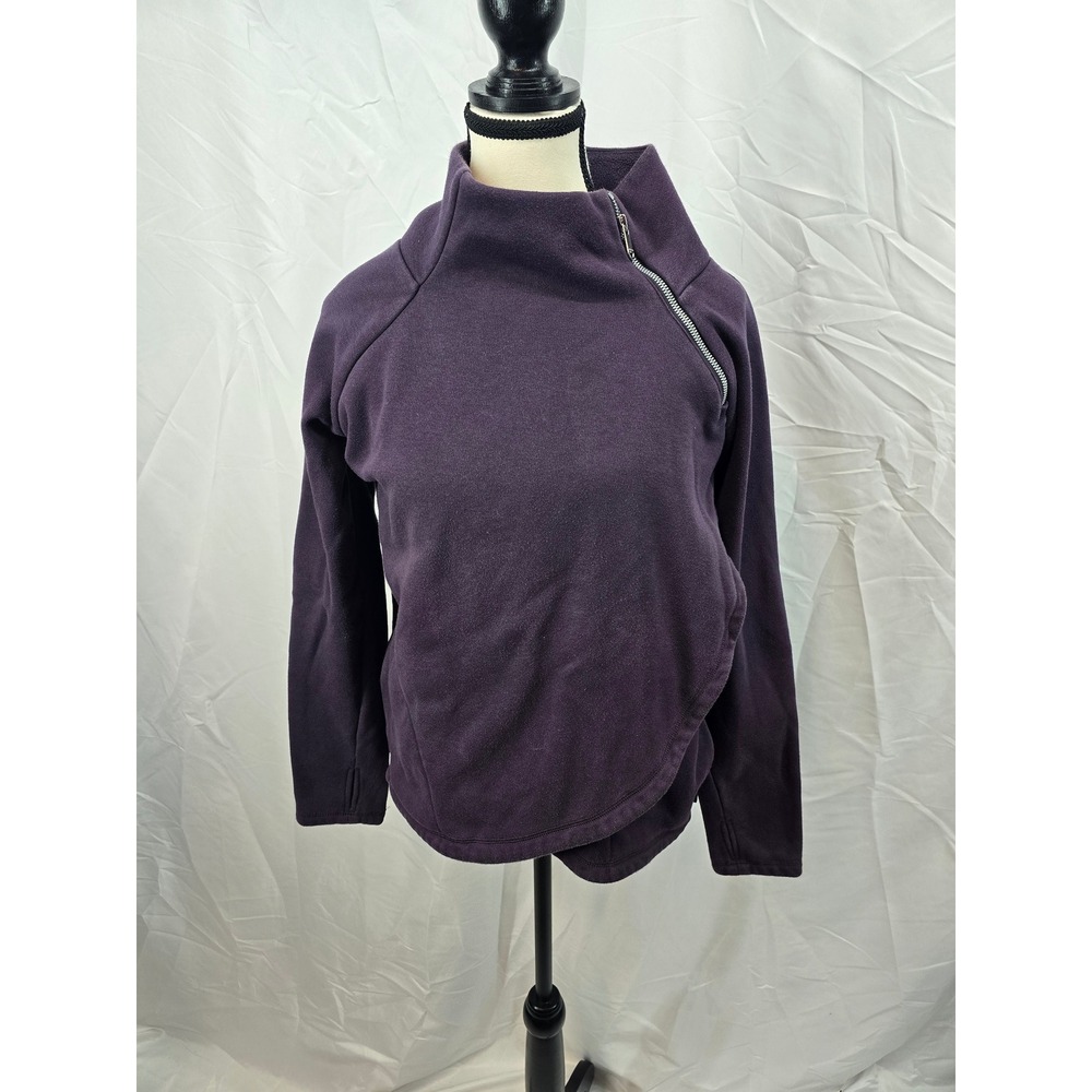Athleta Womens Fleece Asymmetrical‎ Zip Jacket Purple Size M